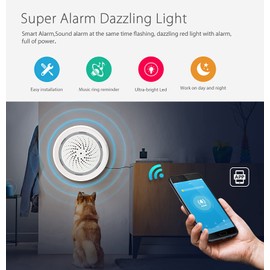 Smart Wi-Fi Siren Alarm: Wireless Alarm for Home Security, Burglar Alarm with Sound and Light Alarm, 100dB Sounder, Tuya App Control, No Hub Required, Compatible with Alexa, Google Assistant