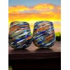 Handblown Confetti Stemless Wine Glass with Colorful Swirl Design (Set