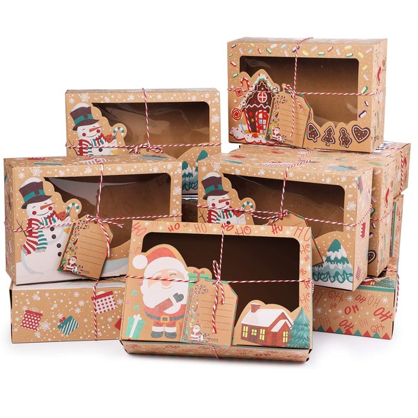 12pcs boîtes à gâteau boîtes de biscuits de Noël boîtes cadeaux kraft petit gâteau boîtes boîtes de traiter la boulangerie boîte de bonbons au chocolat pour l'anniversaire de thanksgiving vacances