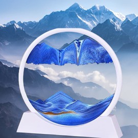 HISELUR Moving Sand Art Picture Kinetic 3D Deep Sea Sandscape in Motion Display Flowing Sand Relaxing Desktop Toy Home Office Decor Painting Gift Packing(10inch)