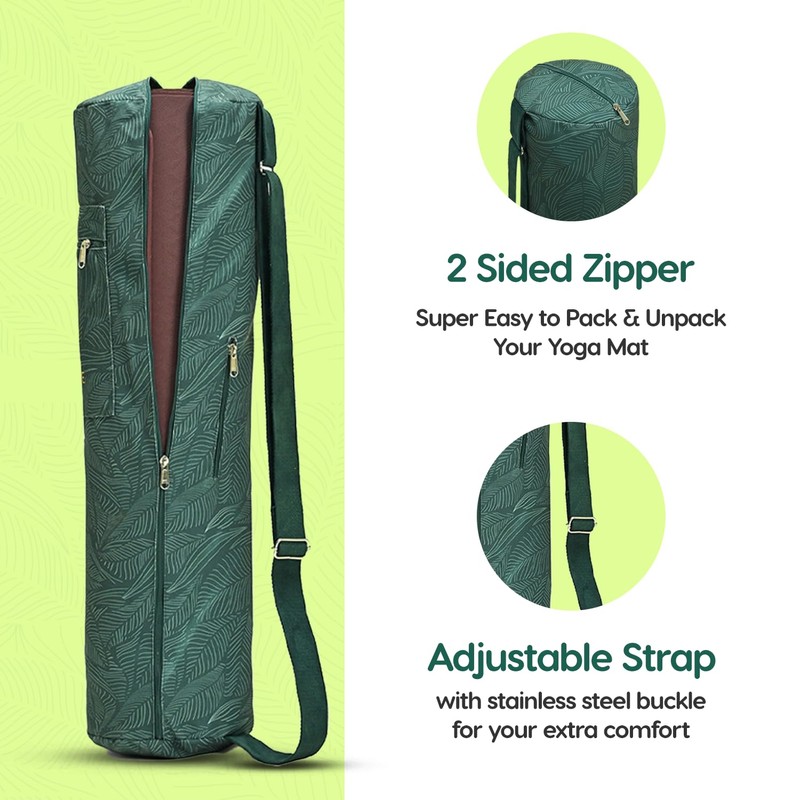 Classic Yoga Mat Bag Adjustable Shoulder Carry (Green)