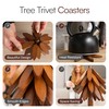 Wooden Tree Trivet Set – 4 Tree-Shaped Coasters & 1