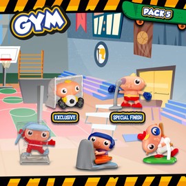 LUCKY BOB | Collectable Figures with Their Gym Accessories | Pack of 5 | GYM Theme | Toy for Children +3 Years Old