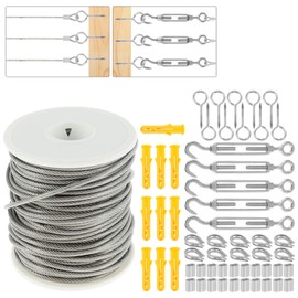 Wire Rope Kit Stainless Steel 304 Marine Grade Cable Railing Kit, Heavy Duty Aircraft Wire Rope & Picture Suspension Kits for Gardens Railing Decking, Boat Hardware (30m/98ft)
