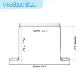 sourcing map 1Pcs U Shaped Connector Bracket, 100x100mm 304 Stainless Steel Pipe Strap Clamps for Door Shed Closed Bar Holder Strut Channel
