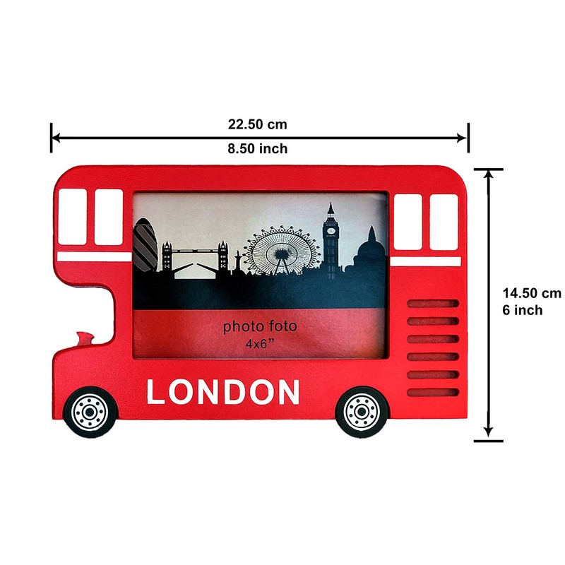 SAJAK 4x6 London Bus Picture Frame Tabletop Desktop Photo Holder