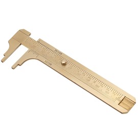 Tunghey Handy Sliding Gauge Brass Vernier Caliper Ruler Measuring Tool Double Scales mm/inch Mini Brass Pocket Ruler 80mm 100mm Optional (100mm) (1)