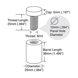 Sign Standoff 1" Diameter x 1-1/2" Barrel Length Brushed Stainless Finish Eco Lock Series Tamper Proof Standoff Pack of 8 by Outwater