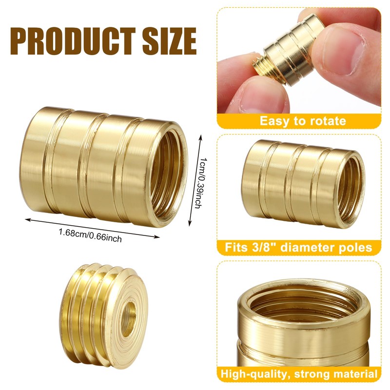 Otoolling 8 Pcs Inside Mount Cafe Curtain Rod Brackets, Brass