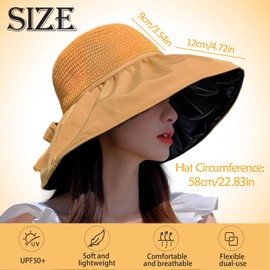JYJLLM Fisherman hat ，Sun Hats for Women UK， Summer Sun Hat Women Foldable Beach Cap, Sun Hat Summer for Outdoor Women's Hats， capsorts, Beach, Hiking (UK, Alpha, S, M, Yellow)