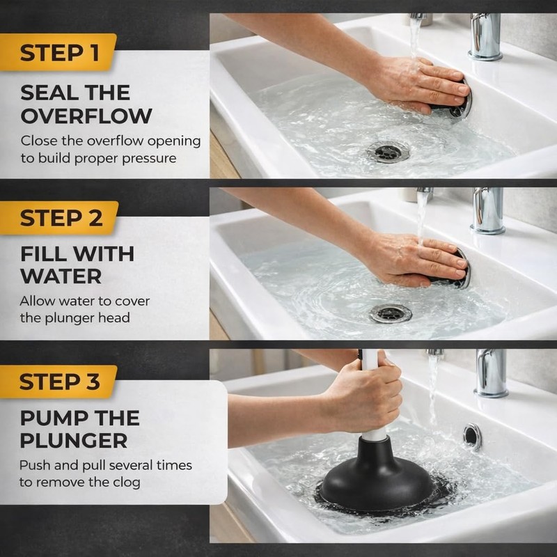 Gripzo Sink Plunger – 4 Inch Rubber Cup with 9