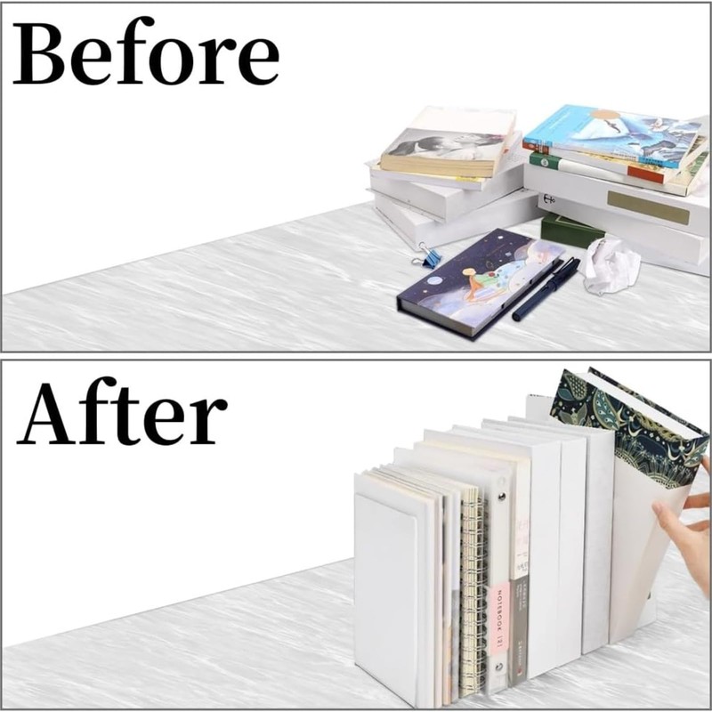 Qidexin 8pcs Book Ends, Acrylic Bookends, Non-Skid Book End, Clear