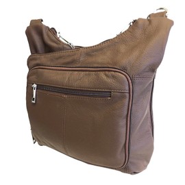 Roma Leathers Stylish Leather Locking Concealment Crossbody Purse, Dark Brown