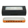 Blues Harmonica 10‑Hole Mouthorgan E Key Wind Instrument Waterproof Corrosion‑Resistant(Orange