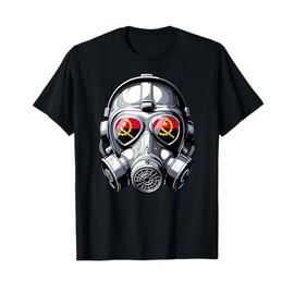 Mens Angolan Flag Angola Pride Heritage Man Gas Mask Graphic T-Shirt