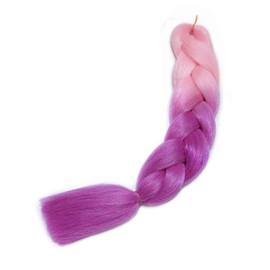 Ombre Braiding Hair 24inch Jumbo Braids High Temperature Fiber Synthetic Hair Extension 1pc 100g for Twist Braiding Hair Light Pink to Lilac