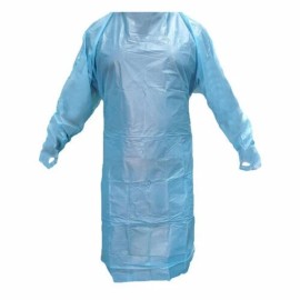 CPE 35 GSM Gown. Disposable CPE 35 GSM GOWN Isolation Gowns Blue With finger hole 40 PACK