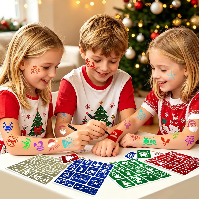 Christmas Temporary Tattoo Stencils, Christmas Party Stocking Stuffers