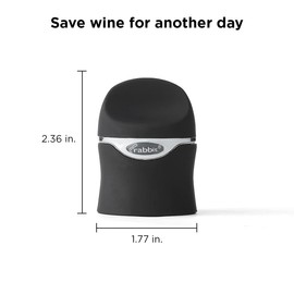 Rabbit Champagne and Wine Sealer, Airtight Wine and Champagne Stopper, Keeps Bubbles Fresh Longer, Easy to Use, Velvet Black, Essential Bar Tool