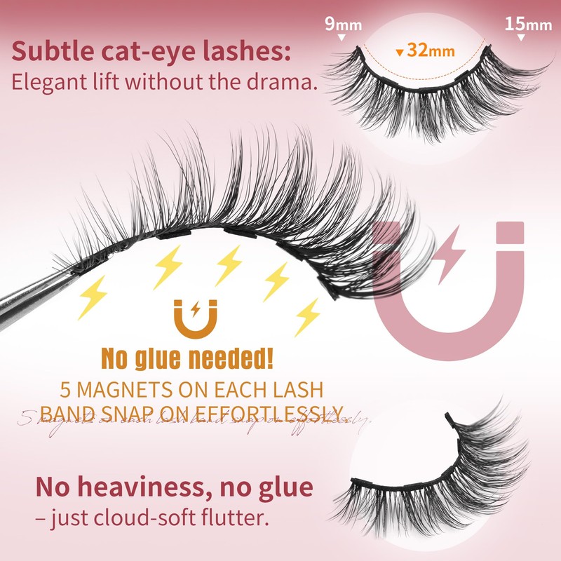 Magnetic Eyelashes with Eyeliner Natural Look Magnetic Lashes with Applicator