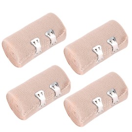 Supvox 4pcs Elastic Medical Bandages Wrap Compression Roll with Extra Metal Clips Sports Supplies for Ankle Support Arm Leg or Chest Injuries