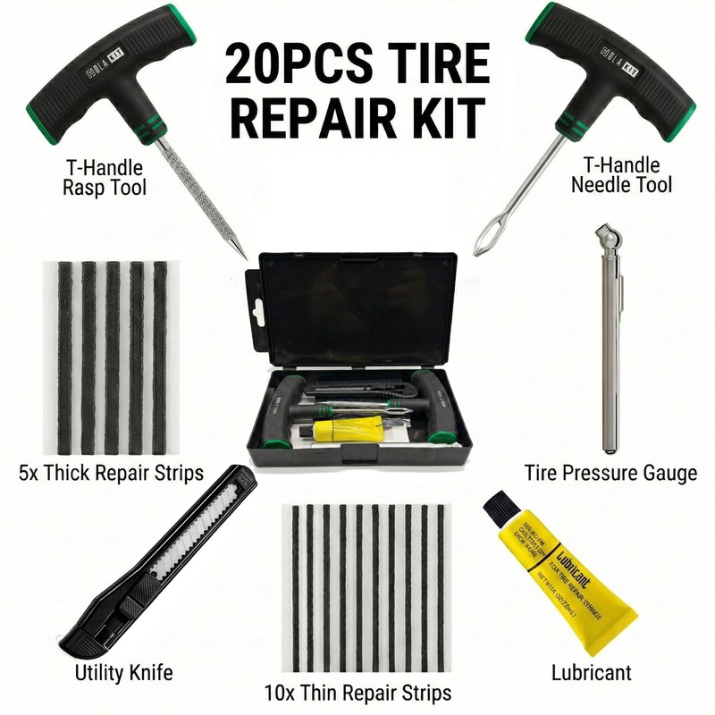 20PCS Tire Repair Kit – Flat Tire Plug Kit includes