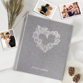 Miaikoe Photo Album 6x4 Slip in, Linen 400 Pockets Photo Albums Holds 400 Vertical 10x15cm Photos for Family Wedding Anniversary (Grey)