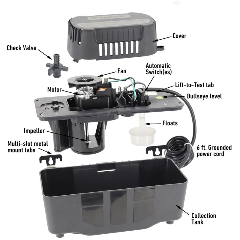 Beckett BK171UL Condensate Pump with Safety Switch, 115V, 17 ft