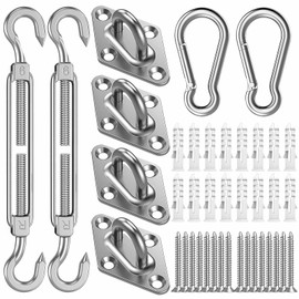 HOOPOE Awning Mounting Set, 40 Pieces M6 Stainless Steel Awning Accessories Mounting with Turnbuckles, Pad-Eyes, Carabiner Hook, Screw and Expansion Tube for Awnings Mounting Kit