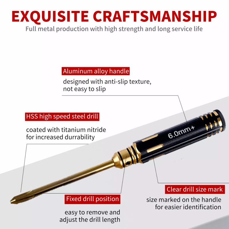 Buddy RC Phillips-Head Screwdriver Set Titanium Nitride Coated Repair Tools