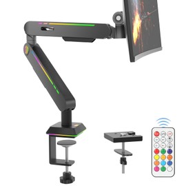 RGB Single Monitor Stand Arm,Dynamics Touch Function,Fits 17-32" Screens,Support up to 19.84 lbs,Adjustable Desk Mount,Gas Spring Clamp Monitor Arm,Quick Installation and Disassembly