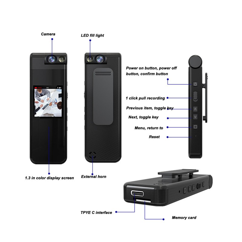 HD 1440P Outdoor Sports Camera Back Clip Pocket Body Camera