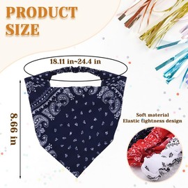Head Scarf Hair Bandanas for Women Elastic Cotton Head Kerchief Paisley Red Bandana Headband White Navy Blue Headscarf for Girls 3PCS Hair Scarf Headbands Headwraps