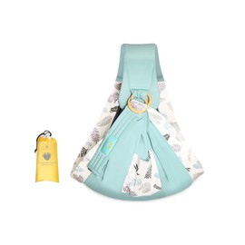 SONARIN Baby Sling, Soft Cotton Baby Carrier, Baby Carrier System, Sling Nursing Cover with Adjustable Rings for Newborn Baby up to 15 kg (Green Leaf)