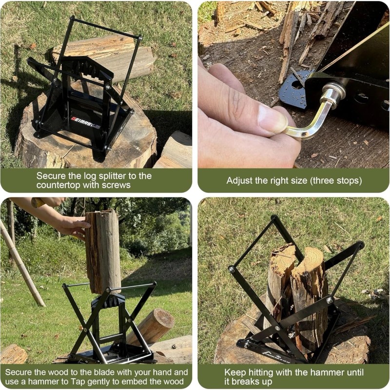 Geimrsy Heavy Duty Manual Kindling Firewood Log Splitter, 3 Size