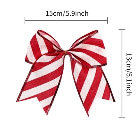 12 Pcs Christmas Bows Decoration,6 Inch Wreath Bows Christmas Tree Bows for Xmas Tree Ornaments Wedding Gift Wrapping Holiday Party Home Decor (Red and White)