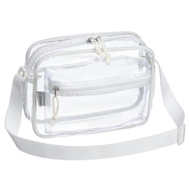 BORMELUN Transparent Clear Crossbody Bag Women's Small Plastic Messenger Stadium Purse Beige White