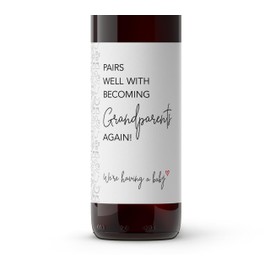 Pairs Well With Becoming Grandparents again Wine Labels ● SET of 4 ● Second Baby Announcement to Best Parents Wine Label, Surprise Pregnancy Reveal Gift, Pregnant again sticker (Tiny tots)