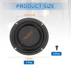sourcing map 1 Pcs Passive Radiator 4 Inch Round Woofer Vibrating Membrane, Rubber Vibration Diaphragm Plate Subwoofer for Bass Speaker Replacement, DIY(with 4pcs Screw)