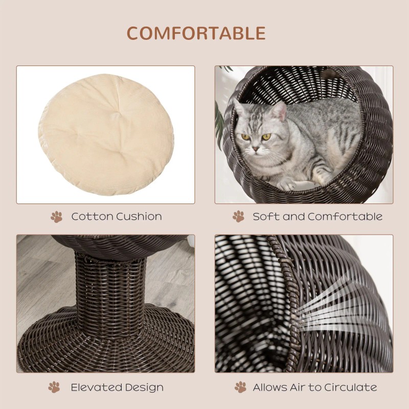 27-Inch Elevated Cat Bed with Rotatable Egg Chair Pod Thick
