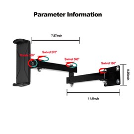 GSRUAN Adjustable Folding Tablet Wall Mount for 4.7~12.9 inch Multi-Angle Phone Tablet Holder(Black)