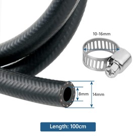 URAQT Petrol Hose Kit, 1 Metre Diameter 8 mm Fuel Hose, Oil Hose, Diesel Hose with 6 Pieces Hose Clamps for Car, Motorcycle, Scooter