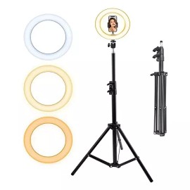Bluelander Lampara Aro De Luz Led De 10 Pulgadas Con Tripie Portatil