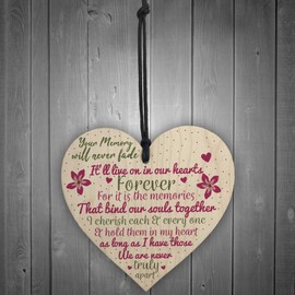 RED OCEAN Wooden Heart Keepsake Memorial Plaques For Mum Dad Nan Grandad FRIEND Gifts