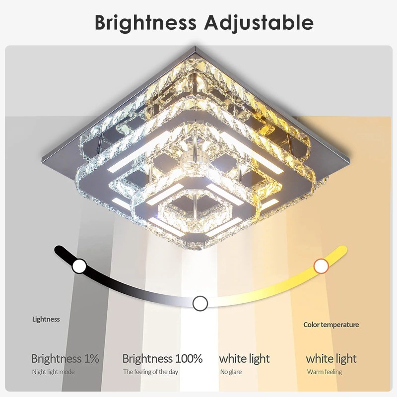 Dimmable Crystal Led Ceiling Light 2 Layers CE Certificate Modern