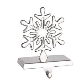 Yuokwer Snowflake Christmas Stocking Holders for Mantal,Silver Christmas Stocking Hanger for Fireplace, Shelf Presents Hanger Hook Xmas Mantelpiece Fireplace Decorations (Silver, 1 pcs Snowflake)