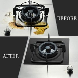 QUINTRA Stove Burner Cover, Double, Reusable, Non-Stick, Heat Resistant, Gas Stove Protector, Cuttable, Stove Burner Liner for Kitchen Rotating (Black, One Size)
