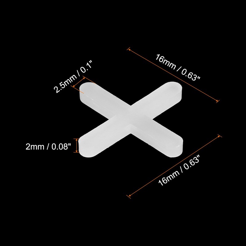 sourcing map 2000Pcs Tile Spacers, 2.5mm 3/32" Cross Shape Wall