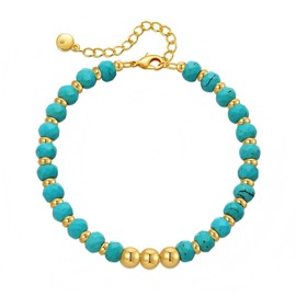 ALRNBY Turquoise Bracelet for Women Non Tarnish Beaded Bracelets 18K Gold Plated Bracelet Western Jewelry Blue Bracelets (Color2)