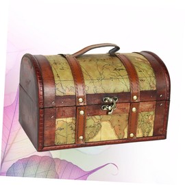 GLEAVI Antique Wooden Treasure Chest Small Storage Box Random Pattern Retro Buckles for Home Decoration and Display Props